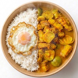 ข้าวราดแกงส้มใต้มะเขือเปราะ-ไข่ดาว