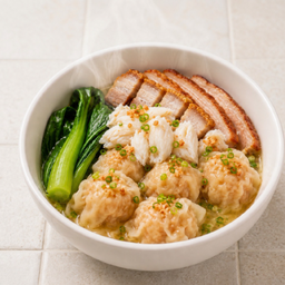 (D)-เกี๊ยวกุ้งปูหมูย่างหมูกรอบ
