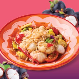 ส้มตำมังคุดกะปิ กุ้งฝอย