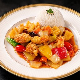 ไก่กรอบ-ผัดเปรี้ยวหวาน ราดข้าว