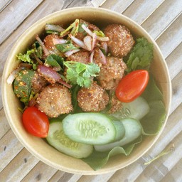 ข้าวลาบหมูก้อนทอด