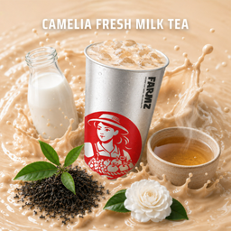 FM 1 ชานม คามิเลียและเยลลี่นุ่มชาพรีเมียม Camelia fresh milktea with camelia Tea jelly