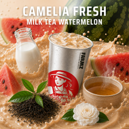 FM  3  ชานมสดคามิเลียแตงโมและเยลลี่นุ่มชาพรีเมียม  Camelia Watermelon fresh milkt