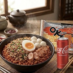 [อร่อยซ่ากับโค้ก] มาม่า OK ซอสไข่เค็ม สีส้ม  + โค้ก 1 กระป๋อง