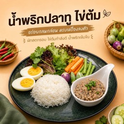 ข้าวน้ำพริกปลาทู ไข่ต้ม