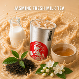 FM 2 .ชานมจัสมินนมสดและเยลลี่นุ่มชาพรีเมียม  Jasmine fresh milk tea with camelia