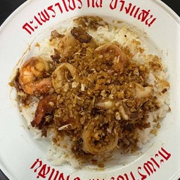 ข้าวทอดกระเทียม ปลาหมึก+กุ้ง