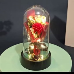 ดอกไม้ บรรจุในโหล มีไฟLED ขนาด15cm.