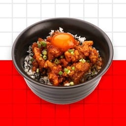 ข้าวคลุกสาหร่ายไก่ทอด + ไข่ดองซีอิ๊ว