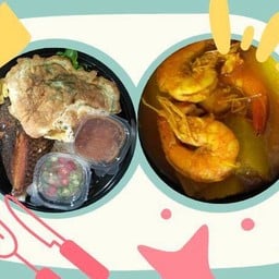 ข้าวปลานิลแกะ+ไข่เจียวชะอม+แกงส้มกุ้งมะละกอ(ถ้วยเล็ก)
