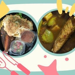 ข้าวปลานิลแกะ+ไข่เจียวชะอม+แกงไตปลา(ถ้วยเล็ก)