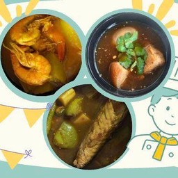 ข้าวปลาแกะ+ไข่ตามใจ+แกง(ถ้วยเล็ก)