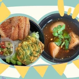ข้าวปลาส้ม+ไข่เจียวชะอม+ไข่พะโล้(ถ้วยเล็ก)