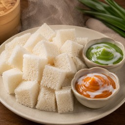 ขนมปังนึ่ง สังขยาใบเตย