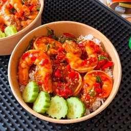 ข้าวกะเพรากุ้ง (กุ้ง5ตัว)