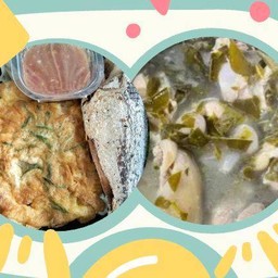 ข้าวปลาทูแกะ+ไข่เจียวชะอม+แกงขาหมูใบชะมวง(ถ้วยเล็ก)