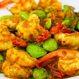 กุ้งผัดพริกแกงสตอ ( กับข้าว )