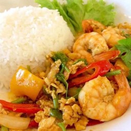 ข้าวราดผัดผงกะหรี่