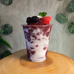BlueStraw Yogurt บลูเบอร์รี่สตรอว์เบอร์รี่ปั่น + โยเกิร์ต