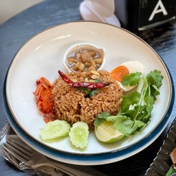 ข้าวผัดน้ำพริกกุ้งเสียบ ( Fried Rice Chilli Shrimp Paste )