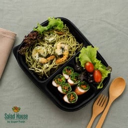 เบนโตะ C สปาเก็ตตี้เพสโต้กุ้ง+สลัดโรลมินิปูอัด+มินิสลัด