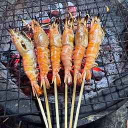 กุ้งแม่น้ำเสียบไม้ (2ไม้)