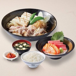 ชุดสุกี้หมูและปลาดิบ