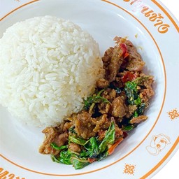 กะเพราเนื้อหมัก  (ราดข้าว)