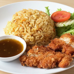 ข้าวหมกสามสีไก่ทอด