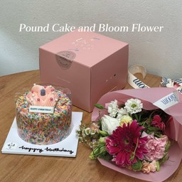 Birthday Pound Cake with Bloom Flower