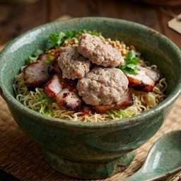 ก๋วยเตี๋ยวตำลึงหมูย่าง+หมูเด้ง
