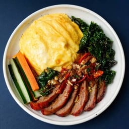 ข้าวกระเพราเป็ดย่าง+ไข่ข้น