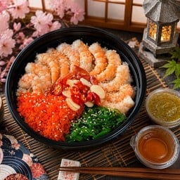 ข้าวหน้ากุ้งลวกสุก