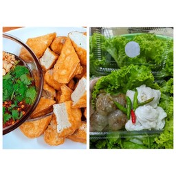 [เซตสุดฮิต] สาคู-ข้าวเกียบปากหม้อ (ใส้หวาน) 10 ลูก + เต้าหู้ทอดร้อนๆสูตรโบราณ