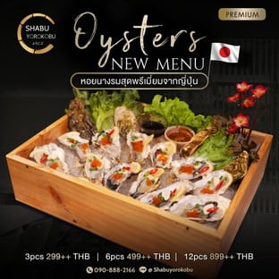 ฤดูนี้ ต้องดู 🦪 หอย นาง-รม 💗
เอาใจสายหอย OYSTER คนรักหอยมาทางนี้ !
หอยนางรมสดใหม่ ส่งตรงจากญี่ปุ่น

🦪 หอยเล็ก 3pcs = 299++ THB
🦪 หอยใหญ่ 6pcs = 499++ THB
🦪 หอยใหญ่มาก 12pcs = 899++ THB

💥 ชอบหอยไซส์ไหนกัน 😝🤣
บอกหน่อยที่ใต้คอมเม้นต์

💗 ร้านเปิดทุกวัน
• À la carte 12.00 - 04.00 น.
• Buffet 12.00 - 18.00 น.
• ดนตรีสด Live band ทุกวันศุกร์-เสาร์-อาทิตย์

🎌À la carte MENU : https://online.fliphtml5.com/jlcfr/hflq/

🌼จองที่เลย! : https://bit.ly/3E3IPaw
📱Delivery : https://wongn.ai/21UNw7
📞Tel : 090-888-2166
🟩Line : @shabuyorokobu
https://lin.ee/GJ7eyIb
🖥website : https://www.shabu-yorokobu.com
