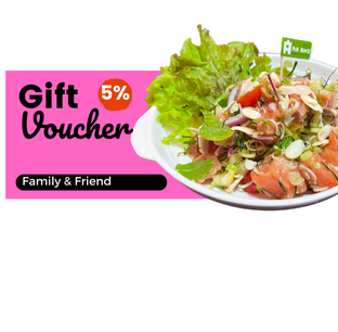 โปรโมชั่น Family & Friend 5% ลด 5 % เมื่อสั่งเมนูในหมวด ชา กาแฟ, ผัก ผลไม้, อาหาร, ทอปปิ้งเพิ่มเติม, แพ็คกลับบ้าน