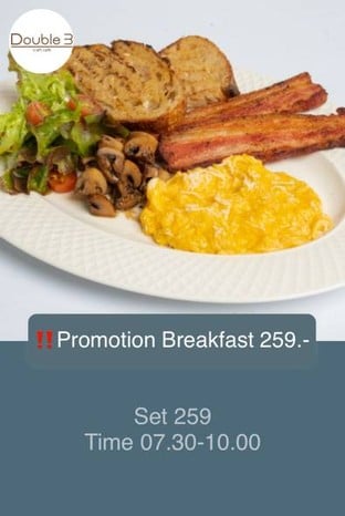 โปรโมชั่น ‼️Promotion Breakfast 259.- ลดเหลือ 20 บาท เมื่อสั่งเมนู  จำนวน 1 ที่