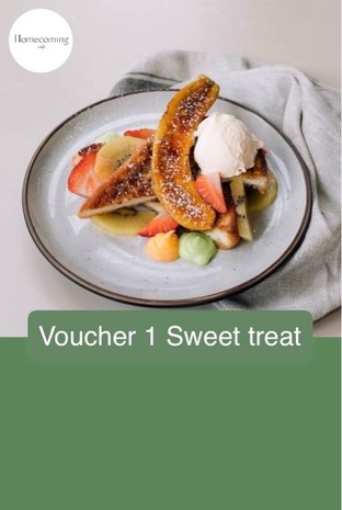 โปรโมชั่น Voucher 1 Sweet treat  ลด 100 % เมื่อสั่งเมนู โยเกิร์ตผลไม้, วาฟเฟิลซุปข้าวโพด, เฟรนโทส, ขนมปังเฟรนโทส ซอสโกโก้, โดนัทครัมเบิ้ล