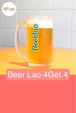 โปรโมชั่น Beer Lao 4Get 4 แถม เบียร์ลาวสด (แก้ว) Glass of Draft Beer Lao เมื่อสั่งเมนู  จำนวน 4 ที่