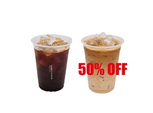 โปรโมชั่น แก้วที่ 2 ลด 50% ลด 50 % เมื่อสั่งเมนูในหมวด Espresso bar (Hot), Espresso bar (Iced), Non-coffee, Recomended