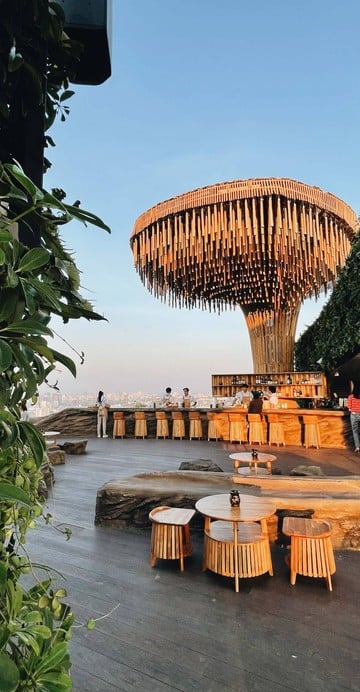 รูฟท็อปบาร์บนชั้น 46 ชั้นดาดฟ้าของตึก T-One ปากซอยสุขุมวิท 40 ซึ่งมาในคอนเซปต์ Tiki Bar ที่เหมือนยกเอาป่าเมืองร้อนมาไว้กลางป่าคอนกรีต ซึ่งตรงกับความหมายว่า “ป่าในเมือง”