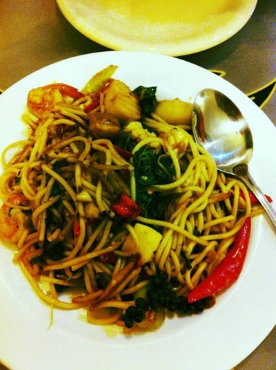 สปาเก็ตตี้ขี้เมาทะเล,spagetti seafood fried with sweet basil