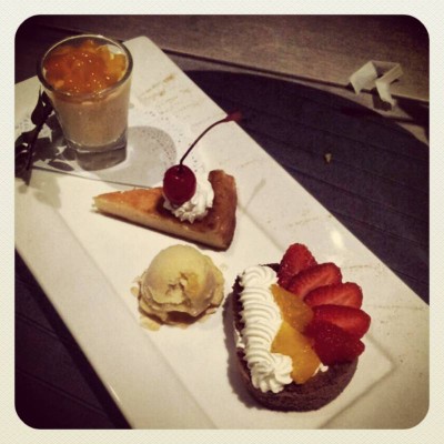 Mango Mouse, Cheese Cake, Passion Fruite Sorbet, And Strawberry Something