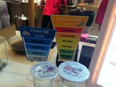 Choose Ice Level และ Choose Sugar Level 