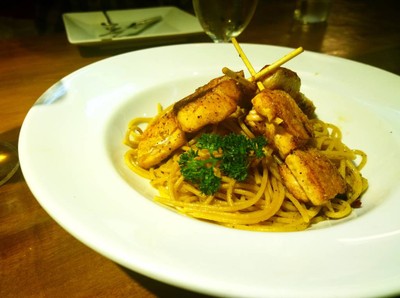 Spaghetti Salmon Terriyaki หนังแซลมอนอร่อยมว้ากก