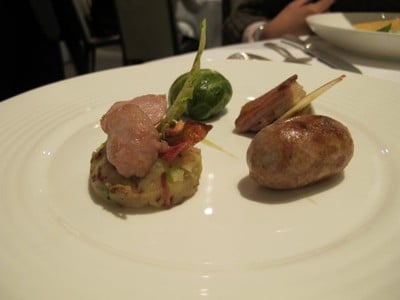 Suckiling pig, crispy belly, roasted loin, homemade sausage, chou farci and brai