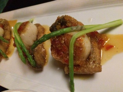 ปลา และ หอยเชลล์ราดพริก