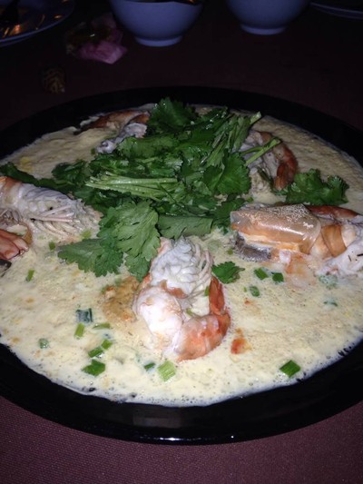 กุ้งอบนมสด