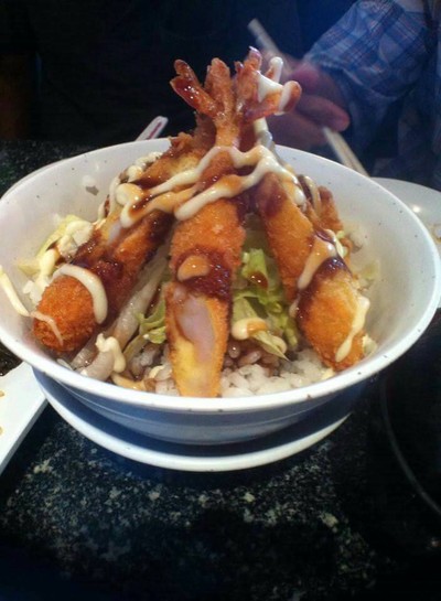 ข้าวหน้ากุ้งทอด