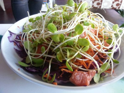 สลัดเเซลม่อนซอสญี่ปุ่น อร่อยมากกกจ้าา 